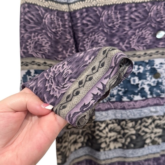 Vintage Dana Buchman Floral Long Sleeve 100% Silk Long Sleeve Blouse Size 2 - Picture 5 of 13